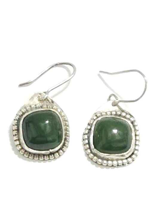 Jewelry - Vintage Sterling Silver Green Stone Dangle Earrings